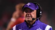 Sep 18, 2021; Raleigh, North Carolina, USA; Furman Paladins head coach Clay Hendrix during the second half against the North Carolina State Wolfpack at Carter-Finley Stadium. Mandatory Credit: Rob Kinnan-Imagn Images