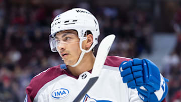 Colorado Avalanche defenseman Sam Malinski (70) || Mandatory Credit: Marc DesRosiers-Imagn Images