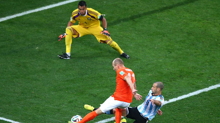 Arjen Robben, Sergio Romero, Javier Mascherano
