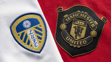 The Leeds United and Manchester United Club Badges