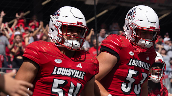 The Louisville Cardinals take the field ahead of their game on Saturday, Sept. 7, 2024 at L&N Federal Credit Union Stadium in Louisville, Ky.