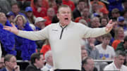 Illinois head coach Brad Underwood is shown during the second half of their second round NCAA men’ s basketball tournament game Sunday, March 23, 2025 at Fiserv Forum in Milwaukee, Wisconsin. Kentucky beat Illinois 84-75.