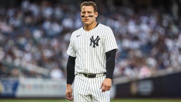 May 17, 2024; Bronx, New York, USA;  New York Yankees first baseman Anthony Rizzo (48) at Yankee Stadium. Mandatory Credit: Wendell Cruz-USA TODAY Sports