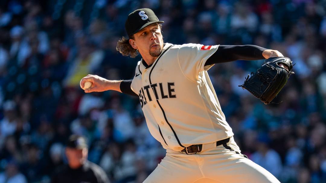 Sep 27, 2026; Seattle, Washington, USA; Seattle Mariners starter Logan Gilbert (36) delivers a pitch against the Los Angeles Angels  at T-Mobile Park. Mandatory Credit: Stephen Brashear-Imagn Images