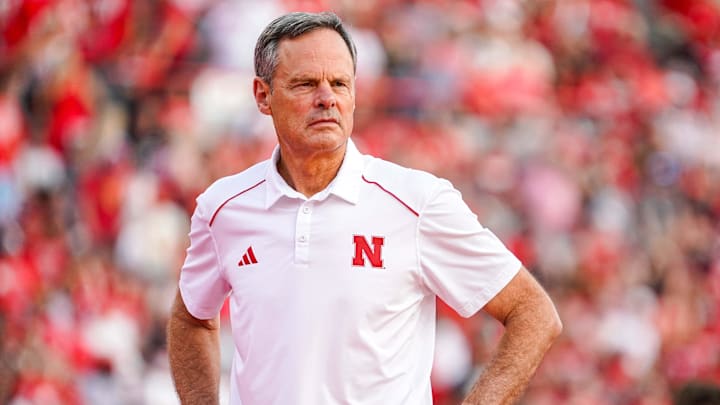 Aug 30, 2023; Lincoln, NE, USA; Nebraska Cornhuskers head coach John Cook before the match against the Omaha Mavericks at Memorial Stadium. Aug 30, 2023; Lincoln, NE, USA; Nebraska Cornhuskers head coach John Cook before the match against the Omaha Mavericks at Memorial Stadium.