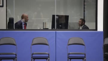 Jun 13, 2023; Detroit, MI, USA; Monty Williams new coach of the Detroit Pistons talks with general