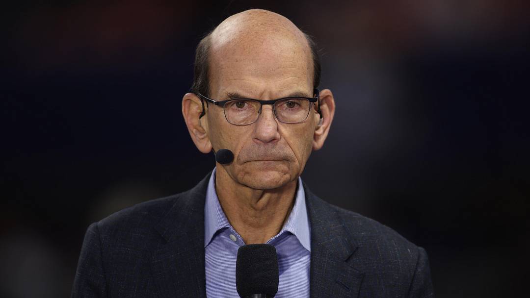 Dec 7, 2024; Atlanta, GA, USA; ESPN announcer Paul Finebaum before the 2024 SEC Championship game at Mercedes-Benz Stadium. Mandatory Credit: Brett Davis-Imagn Images