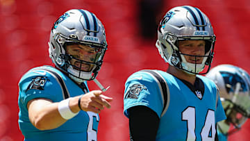 Former Carolina Panthers quarterbacks Baker Mayfield and Sam Darnold