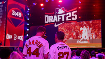 Jul 13, 2025; Atlanta, GA, USA; Atlanta Braves fans attend the MLB Draft at The Coca-Cola Roxy. Mandatory Credit: Brett Davis-Imagn Images