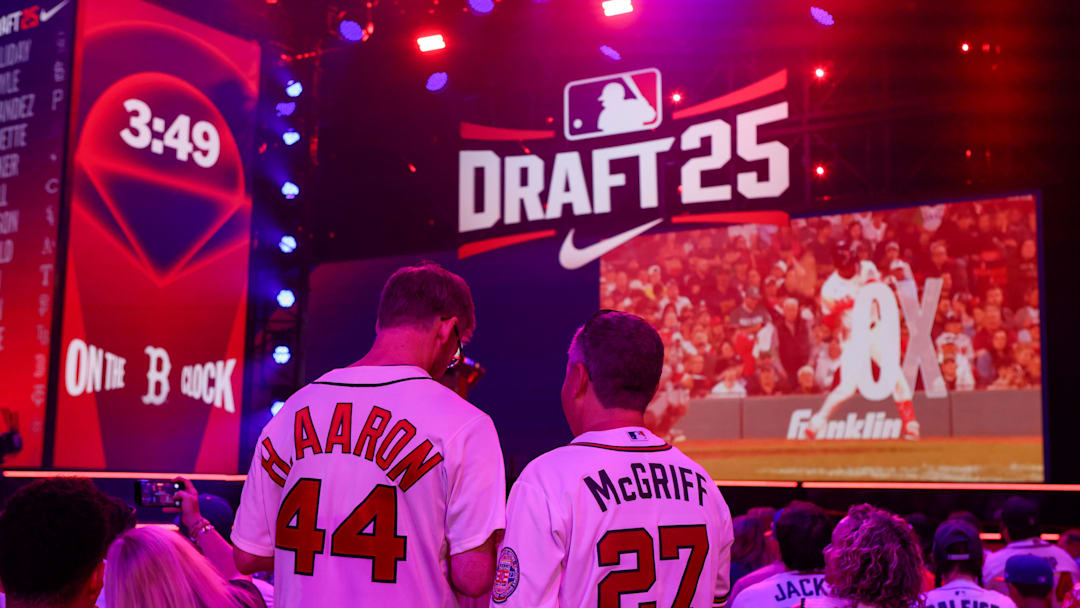 Jul 13, 2025; Atlanta, GA, USA; Atlanta Braves fans attend the MLB Draft at The Coca-Cola Roxy. Mandatory Credit: Brett Davis-Imagn Images