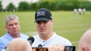Cincinnati Bengals Trey Hendrickson speaks at a press conference after practice.