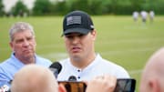 Cincinnati Bengals Trey Hendrickson speaks at a press conference after practice, Tuesday, May 13, 2025, at Kettering Health Practice Fields in Downtown Cincinnati.