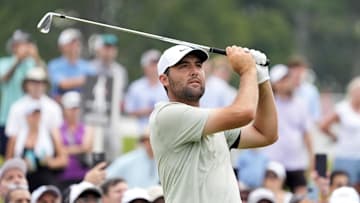 Scottie Scheffler hits a shot during the 2024 Tour Championship.