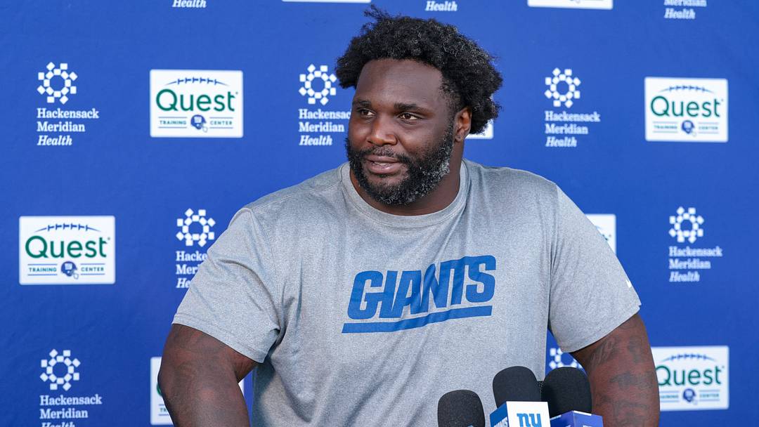 Jun 3, 2026; East Rutherford, NJ, USA; New York Giants defensive tackle DJ Reader (98) talks with media after organized team activities at Quest Diagnostics Training Center. Jun 3, 2026; East Rutherford, NJ, USA; New York Giants defensive tackle DJ Reader (98) talks with media after organized team activities at Quest Diagnostics Training Center.