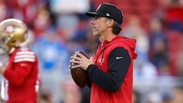 Dec 30, 2024; Santa Clara, California, USA; San Francisco 49ers head coach Kyle Shanahan before the game against the Detroit Lions at Levi's Stadium.