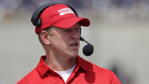 Nebraska head coach Scott Frost watches his team in the first quarter with Illinois at Memorial Stadium.