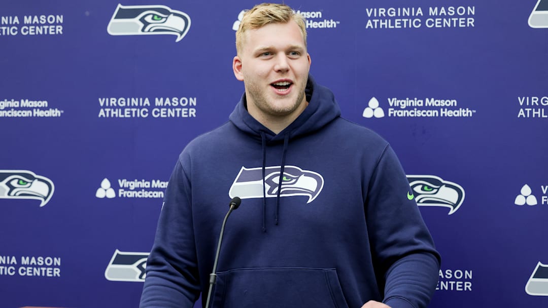 Seattle Seahawks defensive tackle Rylie Mills speaks during a news conference after the NFL football team's rookie minicamp, Friday, May 2, 2025, in Renton, Wash. Seattle Seahawks defensive tackle Rylie Mills speaks during a news conference after the NFL football team's rookie minicamp, Friday, May 2, 2025, in Renton, Wash.