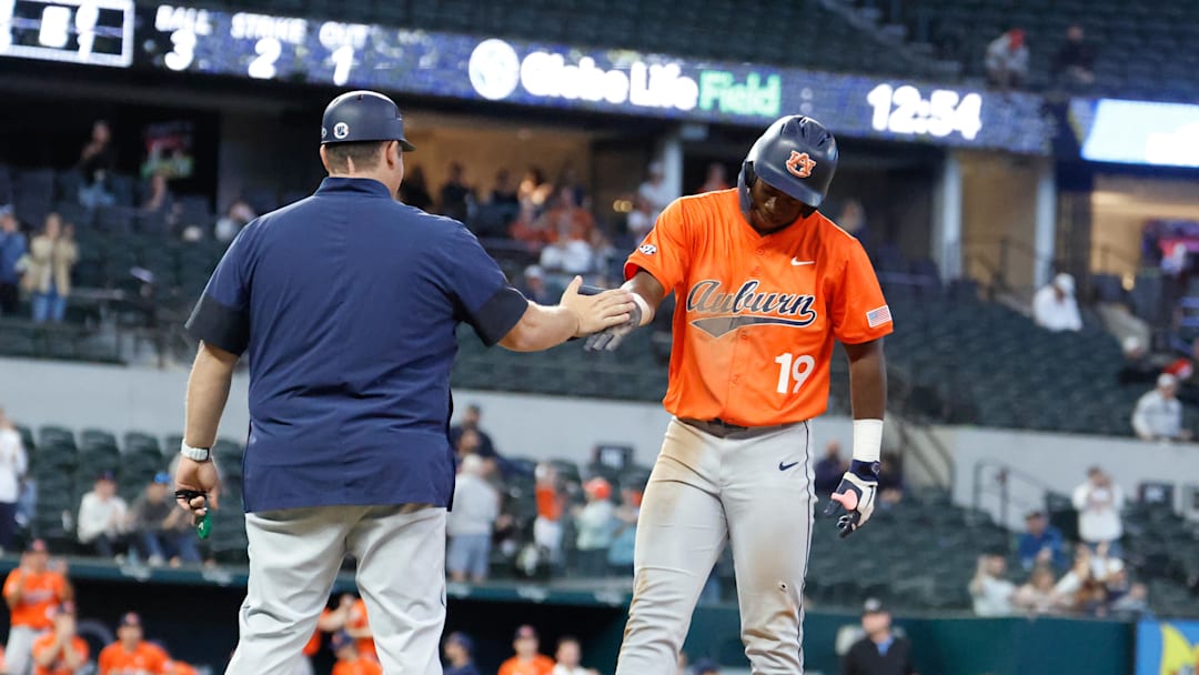 Feb 22, 2026; Arlington, TX, USA; Louisville vs Auburn during the Amegy Bank College Baseball Series at Globe Life Field. Mandatory Credit: Chris Jones-Imagn Images