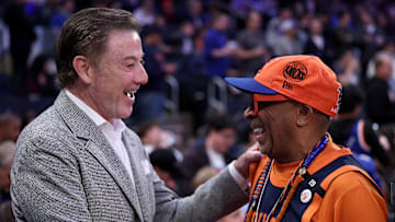 Cleveland Cavaliers v New York Knicks - Game Four; St. John's basketball head coach Rick Pitino at the New York Knicks game