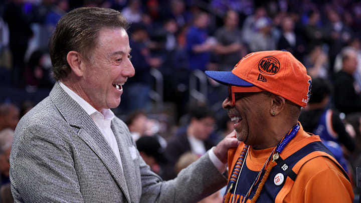 Cleveland Cavaliers v New York Knicks - Game Four; St. John's basketball head coach Rick Pitino at the New York Knicks game