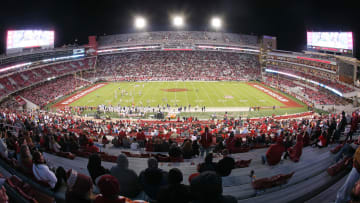 Nov 18, 2023; Fayetteville, Arkansas, USA; General view of the stadium at the beginning of the fourth quarter during the game between the Arkansas Razorbacks and the FIU Panthers at Donald W. Reynolds Razorback Stadium. Arkansas won 44-20. Mandatory Credit: Nelson Chenault-USA TODAY Sports