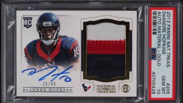 2013 NFL Panini National Treasures Gold /49 #205 DeAndre Hopkins Rookie Patch Auto PSA 10