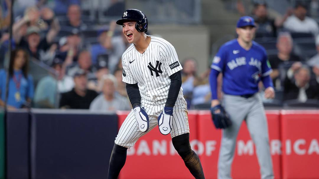 May 18, 2026; Bronx, New York, USA; New York Yankees shortstop Anthony Volpe (11) reacts after scoring a run against the Toronto Blue Jays on a sacrifice fly by Yankees catcher J.C. Escarra (not pictured) during the fourth inning at Yankee Stadium. Mandatory Credit: Brad Penner-Imagn Images May 18, 2026; Bronx, New York, USA; New York Yankees shortstop Anthony Volpe (11) reacts after scoring a run against the Toronto Blue Jays on a sacrifice fly by Yankees catcher J.C. Escarra (not pictured) during the fourth inning at Yankee Stadium. Mandatory Credit: Brad Penner-Imagn Images