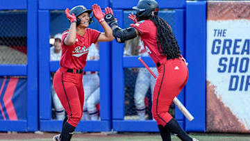 Texas Tech infielder Lauren Allred (11) scores in the fourth inning during game 3 between Texas Tech and Ole Miss at the Women’s College World Series at Devon Park in Oklahoma City, on Thursday, May 29, 2025.
