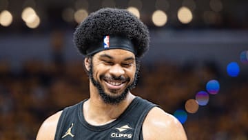 May 9, 2025; Indianapolis, Indiana, USA; Cleveland Cavaliers center Jarrett Allen (31) during game three of the second round for the 2025 NBA Playoffs against the Indiana Pacers at Gainbridge Fieldhouse. Mandatory Credit: Trevor Ruszkowski-Imagn Images