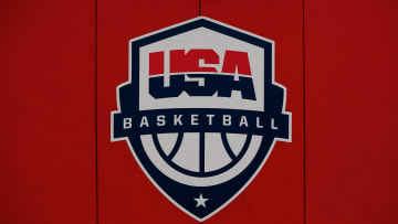 Oct 6, 2018; Colorado Springs, CO, USA; A general view of the USA Basketball logo at the U.S. Olympic Training Center. Mandatory Credit: Isaiah J. Downing-USA TODAY Sports