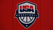 A general view of the USA Basketball logo