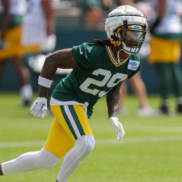 Green Bay Packers safety Xavier McKinney at training camp.