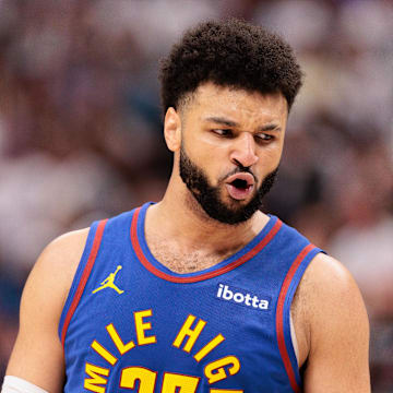 Denver Nuggets guard Jamal Murray (27) against the Los Angeles Lakers in game one of the first round for the 2024 NBA playoffs at Ball Arena. 