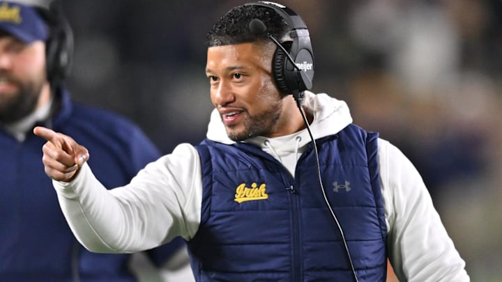 Notre Dame coach Marcus Freeman on the sideline against Florida State. Notre Dame coach Marcus Freeman on the sideline against Florida State.