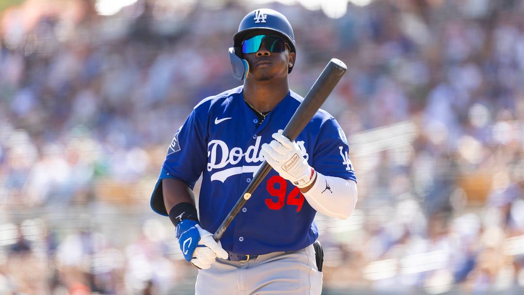 Mar 14, 2026; Phoenix, Arizona, USA; Los Angeles Dodgers outfielder Zyhir Hope against the Chicago White Sox during a spring training game at Camelback Ranch-Glendale. Mandatory Credit: Mark J. Rebilas-Imagn Images