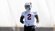 Jun 10, 2025; Tempe, AZ, USA; Arizona Cardinals linebacker Mack Wilson Sr. (2) during minicamp at the teams Arizona Cardinals Training Facility. Mandatory Credit: Mark J. Rebilas-Imagn Images