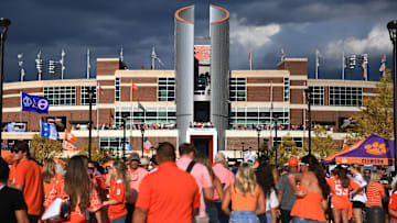 Thousands of fans gather outside of Memorial Stadium to tailgate before Clemson's home opener against Appalachian State on Saturday, Sept. 7, 2024.