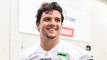 Jun 10, 2025; Foxborough, MA, USA; New England Patriots offensive tackle Will Campbell (66) speaks to the media after minicamp held in the WIN Field House at Gillette Stadium. Mandatory Credit: Eric Canha-Imagn Images