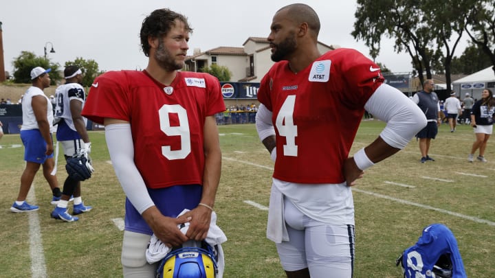 Los Angeles Rams & Dallas Cowboys Joint Practice, Dak Prescott, Matthew Stafford