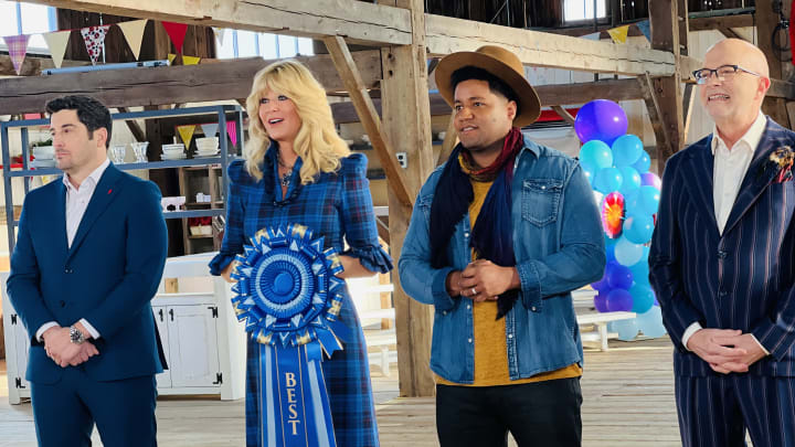 Blue Ribbon Baking Championship judges and host