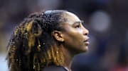 Aug 29, 2022; Flushing, NY, USA; Serena Williams of the United States faces Danka Kovinic of Montenegro on day one of the 2022 U.S. Open tennis tournament at USTA Billie Jean King National Tennis Center. Mandatory Credit: Danielle Parhizkaran-Imagn Images