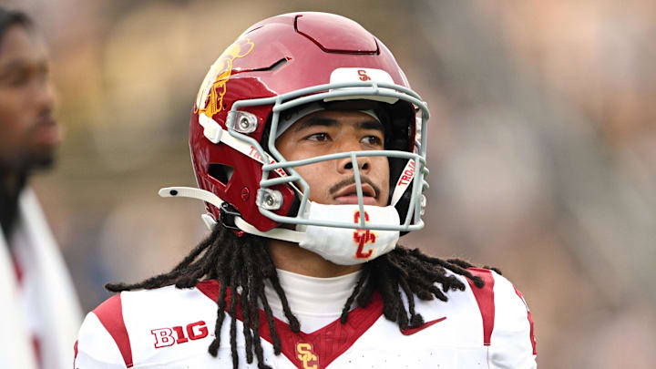 Sep 13, 2025; West Lafayette, Indiana, USA; Southern California Trojans wide receiver Makai Lemon (6) warms up before the game against the Purdue Boilermakers at Ross-Ade Stadium. Mandatory Credit: Marc Lebryk-Imagn Images Sep 13, 2025; West Lafayette, Indiana, USA; Southern California Trojans wide receiver Makai Lemon (6) warms up before the game against the Purdue Boilermakers at Ross-Ade Stadium. Mandatory Credit: Marc Lebryk-Imagn Images