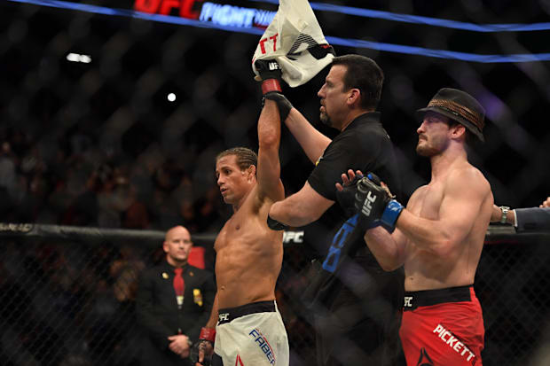 Urijah Faber fights Brad Pickett during UFC Fight Night at Golden 1 Center. 