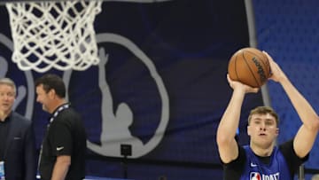 Cooper Flagg participates in the 2025 NBA Draft Combine at Wintrust Arena. 