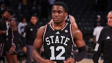 Mississippi State Bulldogs guard Josh Hubbard (12) after a victory over the Georgia Tech Yellow Jackets at McCamish Pavilion.