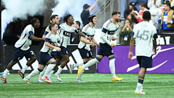 Vancouver Whitecaps FC defender Tristan Blackmon (33) scores against Real Salt Lake goalkeeper Rafael Cabral (1) 