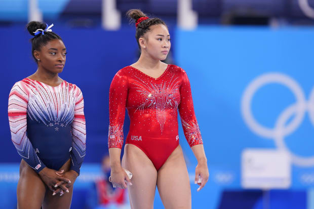 Simone Biles (USA) and Sunisa Lee (USA) , Olympics gymnastics