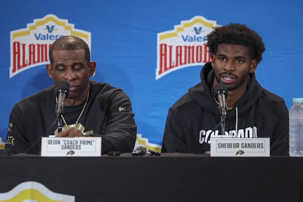 Colorado Buffaloes head coach Deion Sanders and quarterback Shedeur Sanders (2) talk with the media BIG UPDATE: 7 head coaching candidates the Dallas Cowboys need to consider -bb