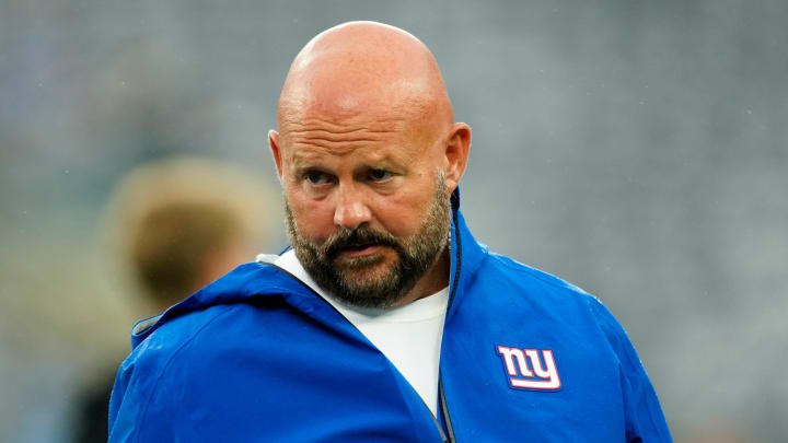 New York Giants Head Coach Brian Daboll is shown just before the first preseason game of the season, Thursday, August 8 2024, in East Rutherford.