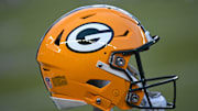 Jan 12, 2025; Philadelphia, Pennsylvania, USA; Green Bay Packers helmet on the sidelines against the Philadelphia Eagles in an NFC wild card game at Lincoln Financial Field. Mandatory Credit: Eric Hartline-Imagn Images